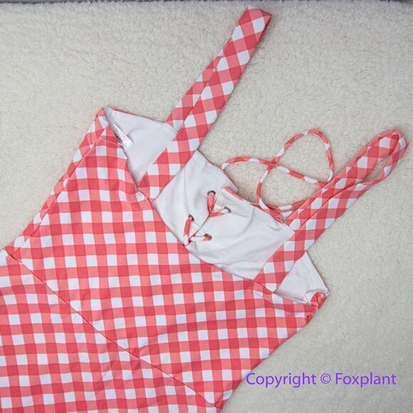 NEW Onia Raquel Barbiecore pink gingham check raquel one piece swimsuit, size M‎ - Picture 10 of 16